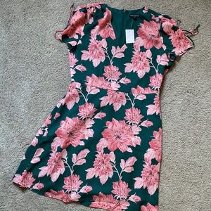 J. Crew Green and Pink Floral Midi Dress